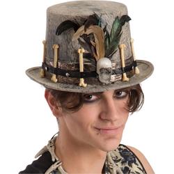 CARNIVAL TOYS - Voodoo hoge hoed met fluweelachtig stof voor volwassenen - Hoeden > Hoge hoeden
